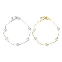Perlen Armbänder, Edelstahl, mit Kunststoff Perlen, plattiert, für Frau, keine, Länge:ca. 8.28 ZollInch, verkauft von PC