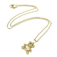 Cubic Zircon Micro Pave Brass Necklace, with stainless steel chain, gold color plated, micro pave cubic zirconia & for woman Approx 19.6 Inch 