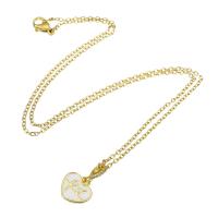 Cubic Zircon Micro Pave Brass Necklace, with stainless steel chain, Heart, plated, micro pave cubic zirconia & for woman & enamel Approx 18.8 Inch 