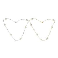 Plastic Pearl Necklace, Stainless Steel, with Plastic Pearl, plated, for woman 5*5mm,8*8mm Approx 17 Inch 