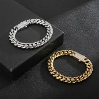 Stainless Steel Chain Bracelets, plated & micro pave cubic zirconia & for man 12mm 
