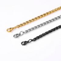 Titanio collar de cadena de acero, Partículas de acero, chapado, unisexo & cadena de cuerda, plateado, Vendido por UD