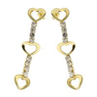 Stainless Steel Drop Earring, fashion jewelry & for woman & with rhinestone, golden 