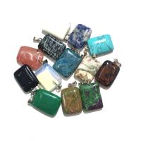 Gemstone ювелирные изделия Кулон, Полудрагоценный камень, с Железо, Прямоугольная форма, плакирован серебром, ювелирные изделия моды, Много цветов для выбора продается PC