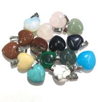 Gemstone ювелирные изделия Кулон, Полудрагоценный камень, с Железо, Сердце, плакирован серебром, ювелирные изделия моды, Много цветов для выбора, 16mm, продается PC