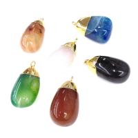 Agate Brass Pendants, with Brass, gold color plated, fashion jewelry 15X20- 