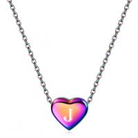 Stainless Steel Jewelry Necklace, with 1.97 extender chain, Heart, plated, fashion jewelry multi-colored .78 Inch 