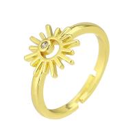 Brass Open Finger Ring, gold color plated, Adjustable & micro pave cubic zirconia, US Ring 