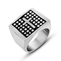 Titanium Steel Finger Ring, polished, vintage & with cross pattern & Unisex 