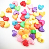 Perles en plastique de mode, coeur, moulage par injection, DIY, couleurs mélangées Vendu par PC