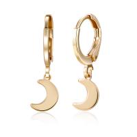 Huggie Hoop Drop Earring, Brass, Moon, for woman 