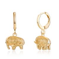 Huggie Hoop Drop Earring, Brass, Elephant, for woman 