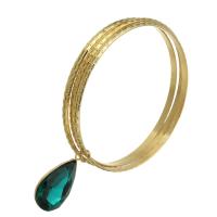 Bracelet en acier inoxydable, avec cristal, bijoux de mode & pour femme, doré, 10mm, Diamètre inté Environ 68mm, Vendu par PC