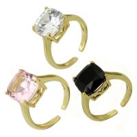 Messing Manschette Fingerring, Einstellbar & Modeschmuck & für Frau & mit kubischem Zirkonia, goldfarben, 10x10x2mm, verkauft von PC