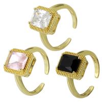 Brass Cuff Finger Ring, Adjustable & fashion jewelry & for woman & with cubic zirconia 