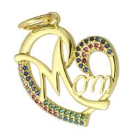 Cubic Zirconia Micro Pave Brass Pendant, fashion jewelry & micro pave cubic zirconia & for woman, multi-colored 