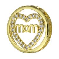 laiton amulette coulissante, bijoux de mode & pavé de micro zircon & pour femme, doré Vendu par PC
