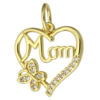 Cubic Zirconia Micro Pave Brass Pendant, fashion jewelry & micro pave cubic zirconia & for woman, golden 