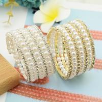 Plastic Pearl Bracelets, Iron, with Plastic Pearl, plated, multilayer & for woman & with rhinestone Inner Approx 55mm 