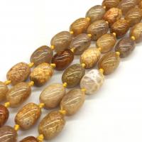 Natural Dragon Veins Agate Beads, Oval, polished, DIY, yellow Approx 15 Inch 