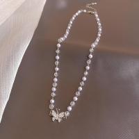 Акриловые ожерелье, Акрил, с цинковый сплав, с 1.97Inch наполнитель цепи, бабочка, плакирован серебром, Женский & со стразами, 11mm, длина:Приблизительно 18.5 дюймовый, продается PC