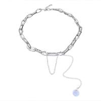 Rhinestone Zinc Alloy Necklace, silver color plated, Double Layer & for woman & with rhinestone Approx 21.65 Inch 