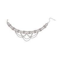 Rhinestone Zinc Alloy Necklace, silver color plated, multilayer & for woman & with rhinestone Approx 15.75 Inch 