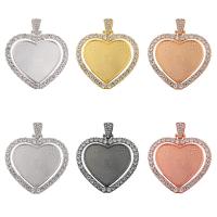 Zinc Alloy Pendant Cabochon Setting, Heart, plated, Unisex & with rhinestone 30mm, Approx 