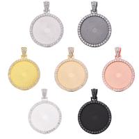 Zinc Alloy Pendant Cabochon Setting, Round, plated, Unisex & with rhinestone Approx 