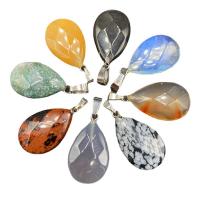 Gemstone ювелирные изделия Кулон, Природный камень, Каплевидная форма, различные материалы для выбора & Мужская & граненый, Много цветов для выбора, 20mm, продается PC