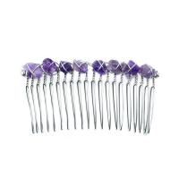 Decorative Hair Combs, Quartz, with Brass, silver color plated, fashion jewelry 