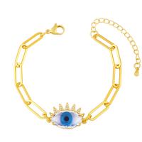 Evil Eye Jewelry Bracelet, Brass, with Quartz, with 1.97 extender chain, gold color plated, fashion jewelry & micro pave cubic zirconia .12 Inch 