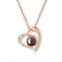 Rhinestone Zinc Alloy Necklace, Heart, plated, for woman & with rhinestone & hollow Approx 16 Inch 