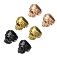 Stainless Steel Large Hole Beads, Skull, plated, Unisex 