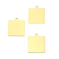 Stainless Steel Tag Charm, Square, gold color plated Approx 2mm 