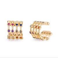 Brass Earring Cuff, micro pave cubic zirconia & for woman, golden 