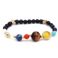 Gemstone Bracelets, Zinc Alloy, with Natural Stone, plated, Unisex, mixed colors cm 