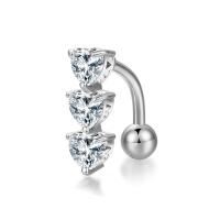 metal anillo de vientre, con acero inoxidable, micro arcilla de zirconia cúbica & para mujer, más colores para la opción, 17x6mm, Vendido por UD