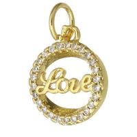 Cubic Zirconia Micro Pave Brass Pendant, fashion jewelry & DIY & micro pave cubic zirconia & for woman, golden Approx 3mm 