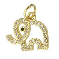 Cubic Zirconia Micro Pave Brass Pendant, Elephant, fashion jewelry & DIY & micro pave cubic zirconia & for woman, golden Approx 3mm 