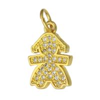 Cubique Pendentif en laiton zircon pavent, bijoux de mode & DIY & pavé de micro zircon & pour femme, doré Environ 3mm, Vendu par PC