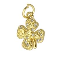 Cubic Zirconia Micro Pave Brass Pendant, fashion jewelry & DIY & micro pave cubic zirconia & for woman, golden Approx 3mm 