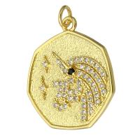 Cubic Zirconia Micro Pave Brass Pendant, Moon, fashion jewelry & DIY & micro pave cubic zirconia & for woman, golden 