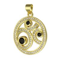 Cubic Zirconia Micro Pave Brass Pendant, Round, fashion jewelry & DIY & micro pave cubic zirconia & for woman, golden Approx 3mm 