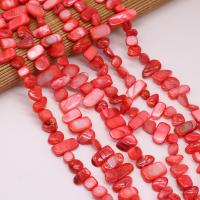 perle de coquillage teint, coquille, DIY, rouge, 8x15- cm, Vendu par brin