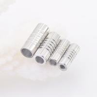 Round Stainless Steel Magnetic Clasp, Column, platinum color plated 