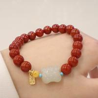 Yunnan Red Agate Bracelet, with Beeswax & Hetian Jade & Brass, Tiger, fashion jewelry & for woman, 8mm 