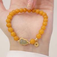 cire d'abeille bracelet, avec Hetian Jade, calebasse, bijoux de mode & pour femme, 6.5mm, Vendu par PC