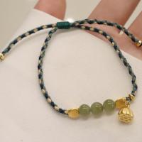 Jade Bracelets, Hetian Jade, with Cotton Cord & Brass, Lotus Seedpod, fashion jewelry & for woman 6mm Approx 6-9 Inch 