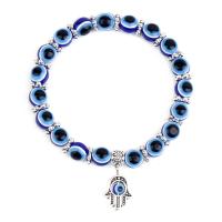 Evil Eye Jewelry Bracelet, Resin, Round, polished & for woman & with rhinestone, blue 